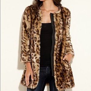 GUESS Ruth Faux Fur Coat - Leopard Print
